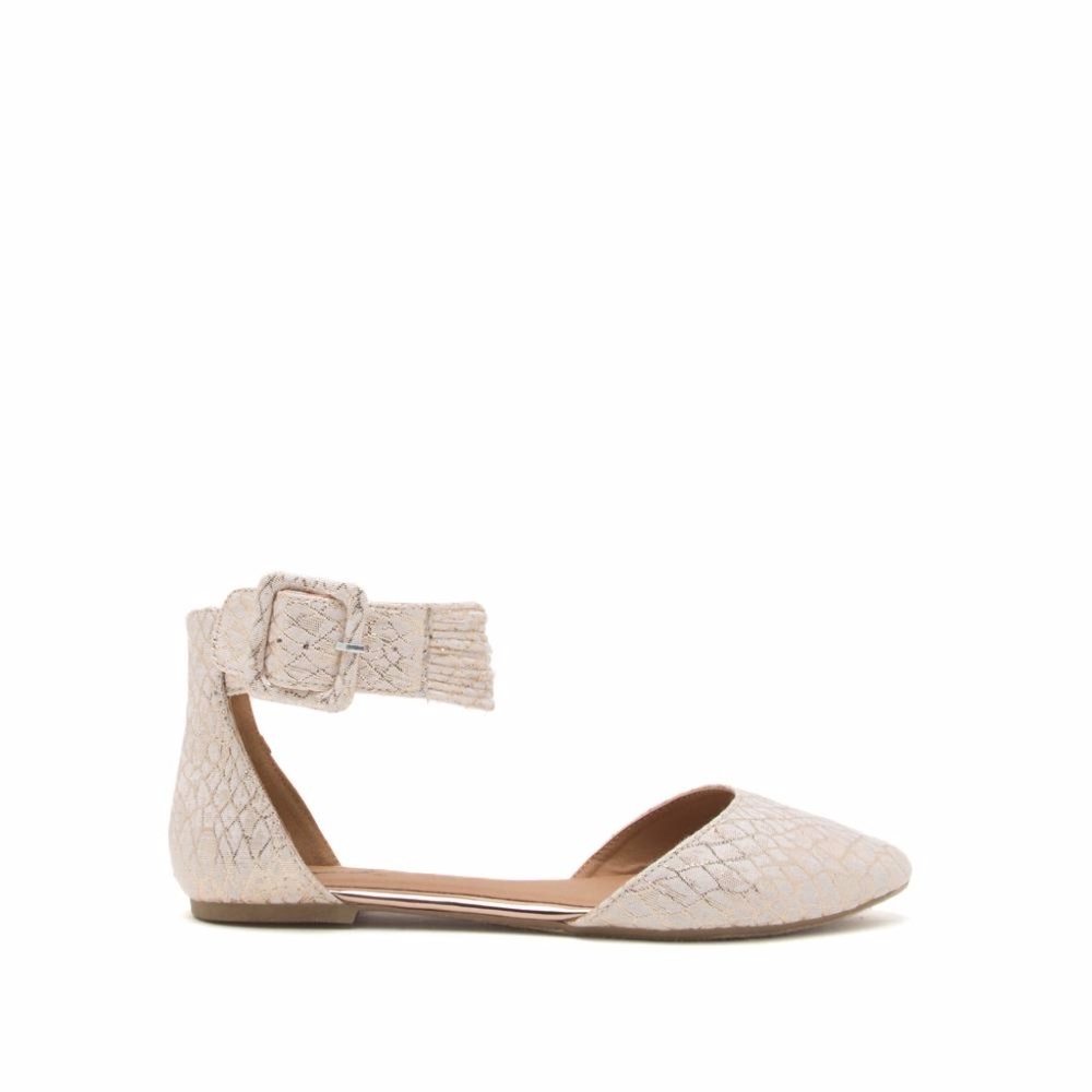Gold and White Snakeskin Flats (Last Pair Sale) - Picture 2 of 4